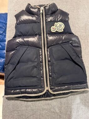 Moncler Navy Quilted Kids Puffer Vest with Patch